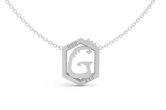 Mini Letter Necklace in White Gold, letter G