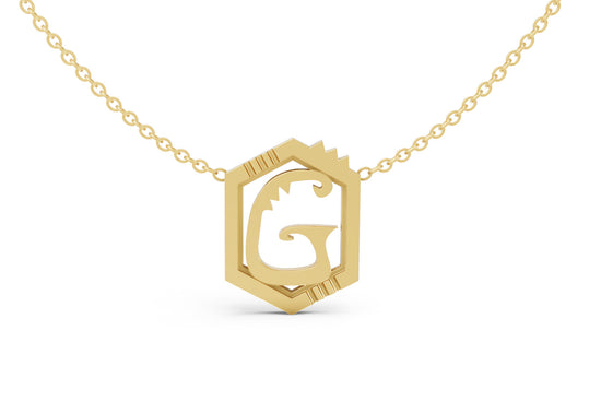 Mini Letter Necklace in Yellow Gold, letter G