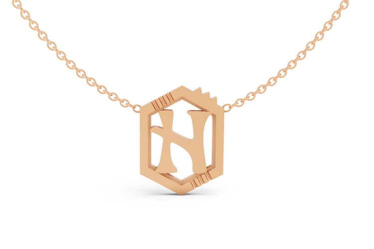 Mini Letter Necklace in Rose Gold, letter H