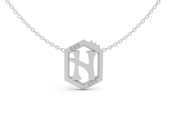 Mini Letter Necklace in White Gold, letter H