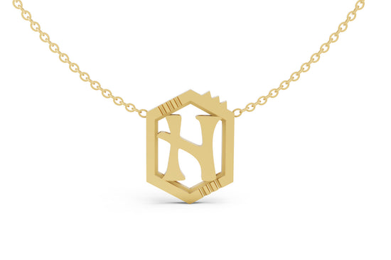 Mini Letter Necklace in Yellow Gold, letter H