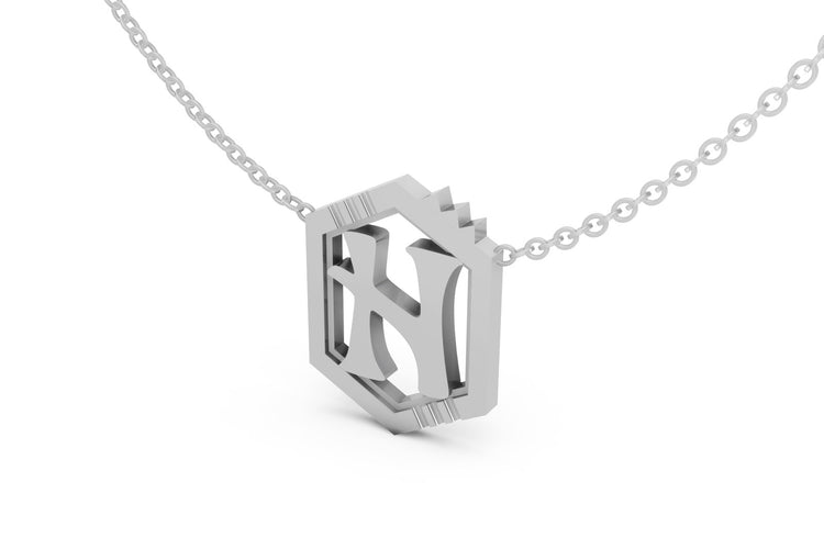 Mini Letter Necklace in White Gold, letter H