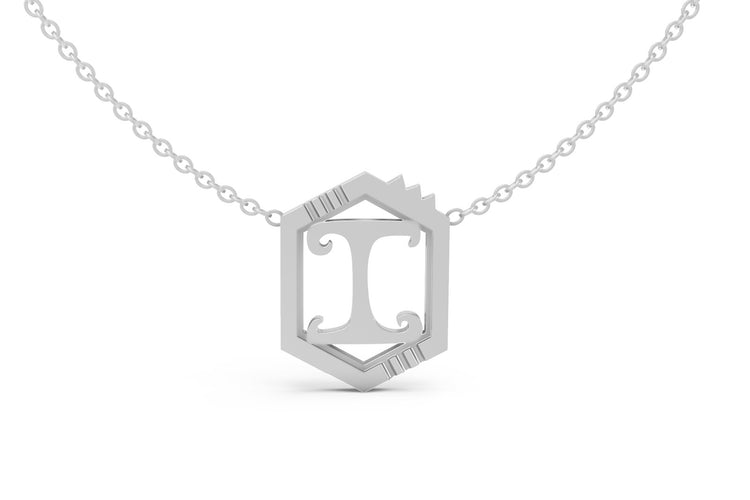 Mini Letter Necklace in White Gold, letter I