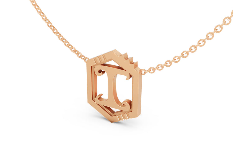 Mini Letter Necklace in Rose Gold, letter I