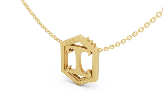 Mini Letter Necklace in Yellow Gold, letter I