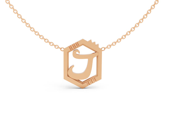 Mini Letter Necklace in Rose Gold, letter J