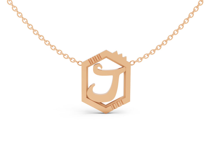 Mini Letter Necklace in Rose Gold, letter J