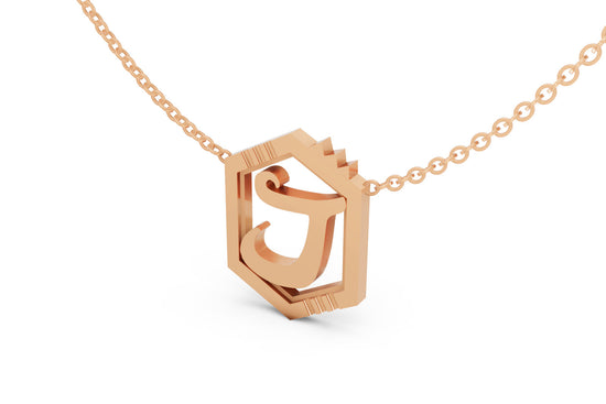 Mini Letter Necklace in Rose Gold, letter J