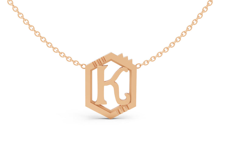 Mini Letter Necklace in Rose Gold, letter K