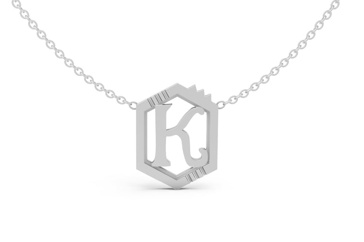 Mini Letter Necklace in White Gold, letter K