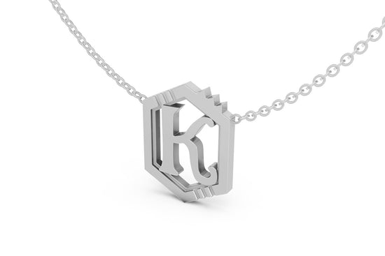Mini Letter Necklace in White Gold, letter K