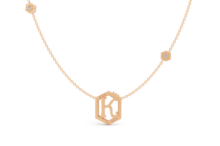 Mini Letter Necklace in Rose Gold, letter K