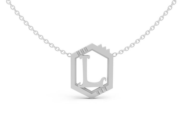 Mini Letter Necklace in White Gold, letter L