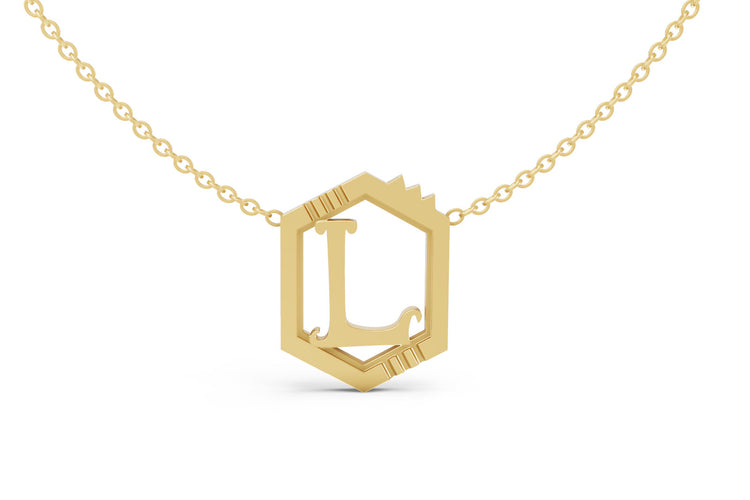 Mini Letter Necklace in Yellow Gold, letter L