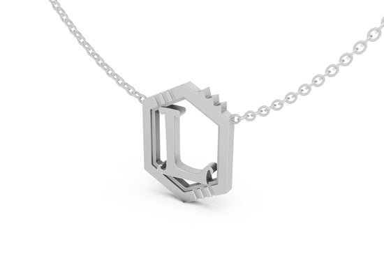 Mini Letter Necklace in White Gold, letter L