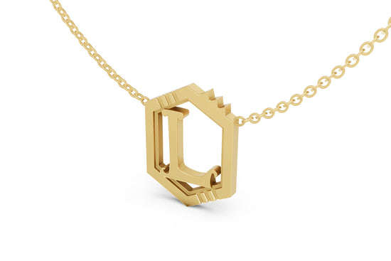 Mini Letter Necklace in Yellow Gold, letter L