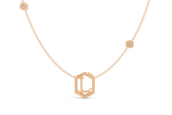 Mini Letter Necklace in Rose Gold, letter L