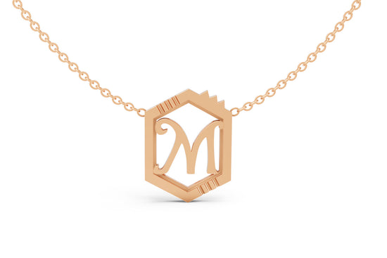 Mini Letter Necklace in Rose Gold, letter M