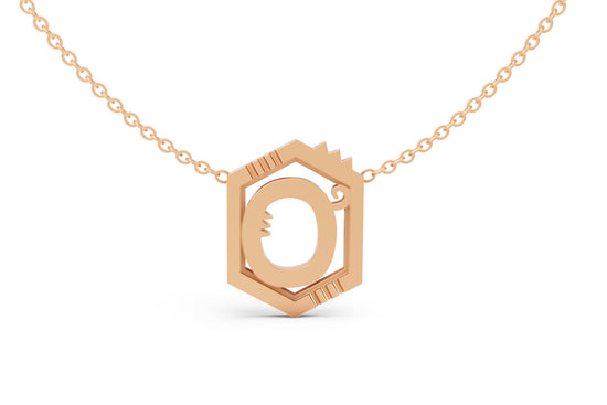 Mini Letter Necklace in Rose Gold, letter O