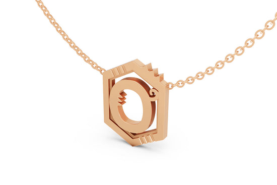 Mini Letter Necklace in Rose Gold, letter O