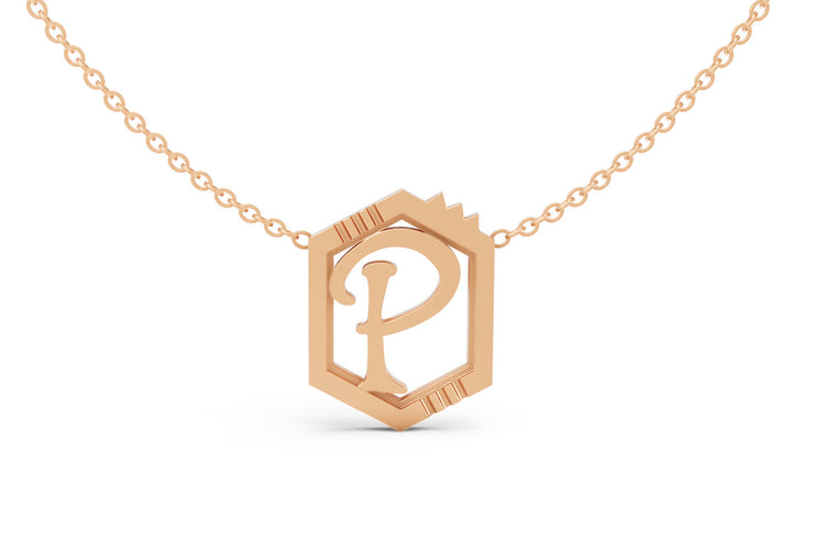 Mini Letter Necklace in Rose Gold, letter P