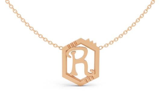 Mini Letter Necklace in Rose Gold, letter R