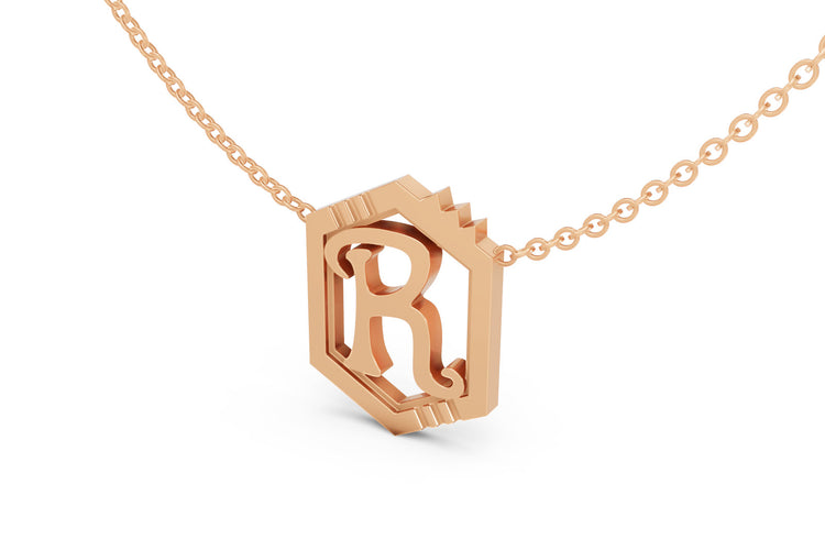 Mini Letter Necklace in Rose Gold, letter R