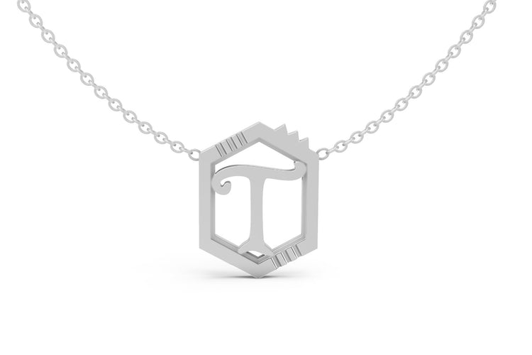 Mini Letter Necklace in White Gold, letter T