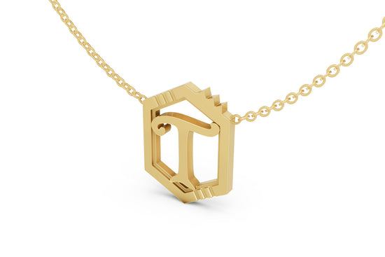 Mini Letter Necklace in Yellow Gold, letter T