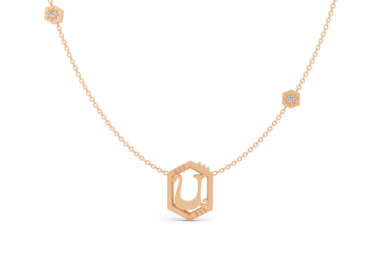 Mini Letter Necklace in Rose Gold, letter U