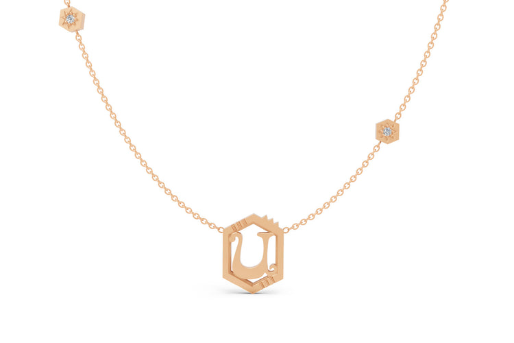 Mini Letter Necklace in Rose Gold, letter U