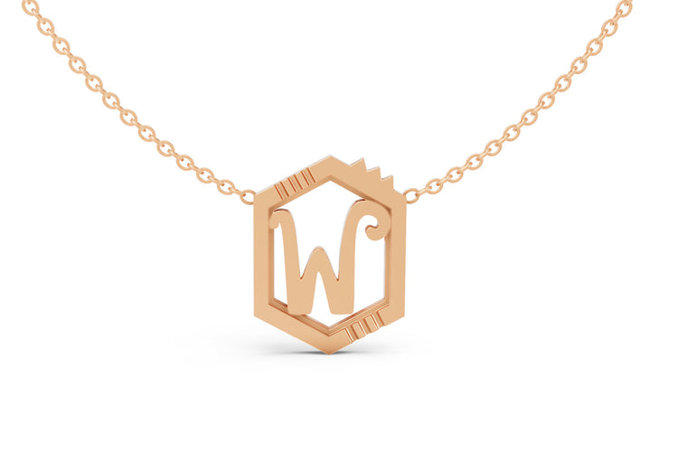 Mini Letter Necklace in Rose Gold, letter W