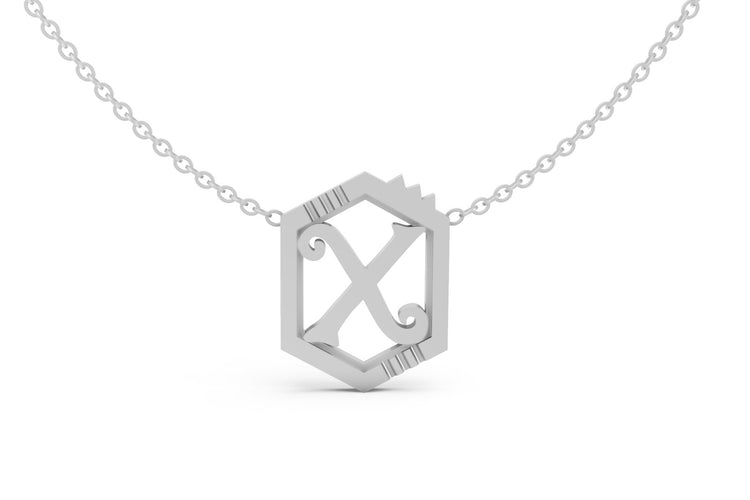 Mini Letter Necklace in White Gold, letter X