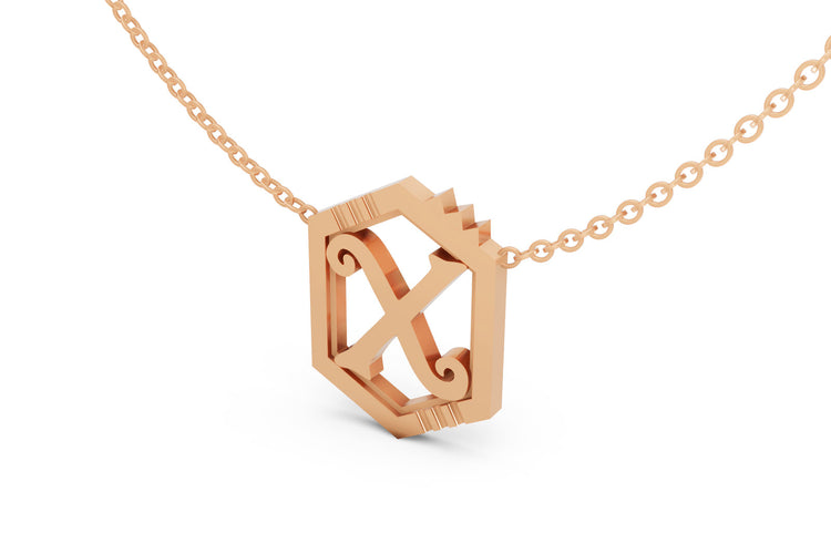 Mini Letter Necklace in Rose Gold, letter X