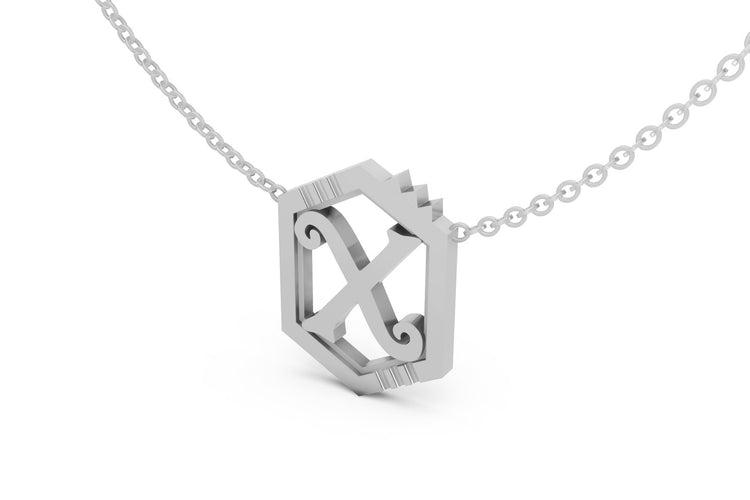 Mini Letter Necklace in White Gold, letter X