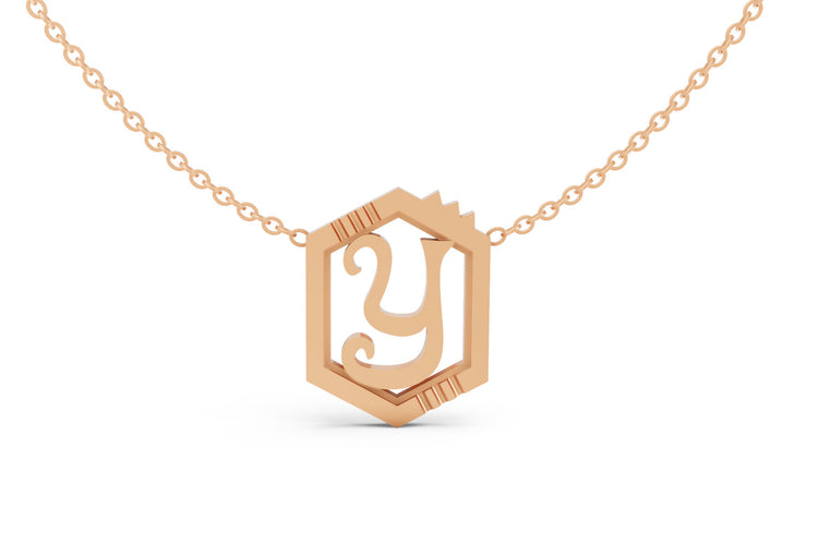 Mini Letter Necklace in Rose Gold, letter Y