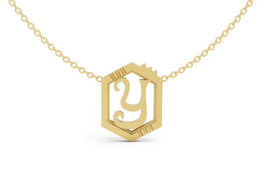 Mini Letter Necklace in Yellow Gold, letter Y