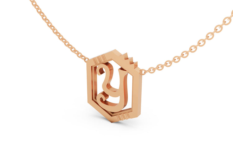 Mini Letter Necklace in Rose Gold, letter Y