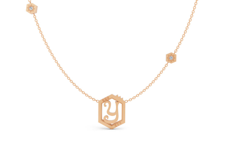 Mini Letter Necklace in Rose Gold, letter Y