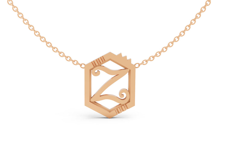 Mini Letter Necklace in Rose Gold, letter Z