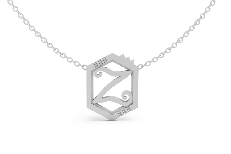 Mini Letter Necklace in White Gold, letter Z