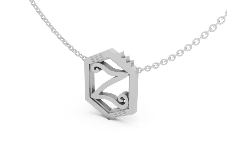 Mini Letter Necklace in White Gold, letter Z