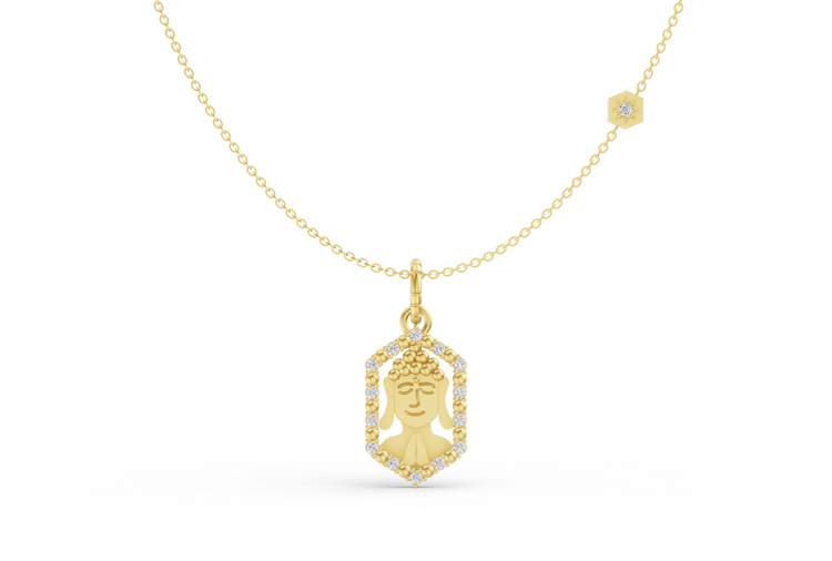 Pleasant Buddha Diamond Necklace in Gold