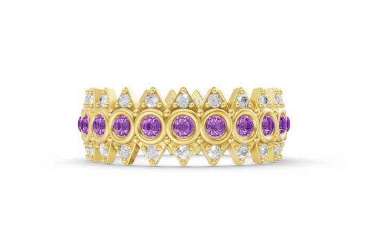Amethyst Crown Ring - Yellow Gold