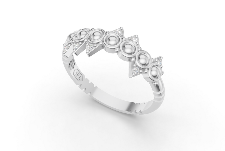 Crooked Tiara Ring - White Gold