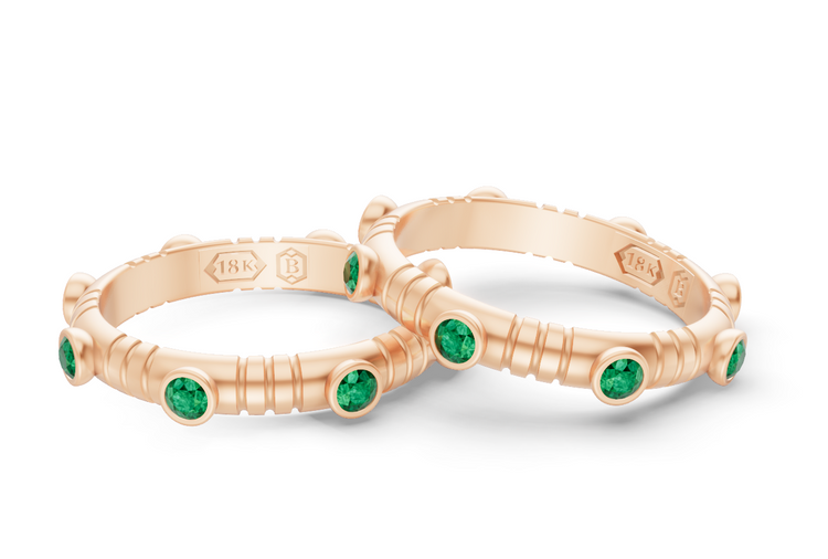 Dot Band in Emerald and Rose Gold
