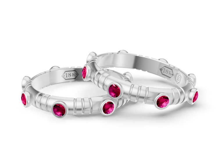 Dot Band in Ruby and White Gold