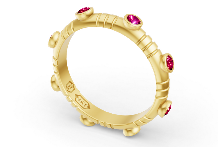 Dot Band in Ruby and Yellow Gold