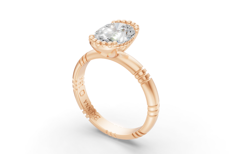 1.5ct Oval Diamond Iskra Ring in Rose Gold