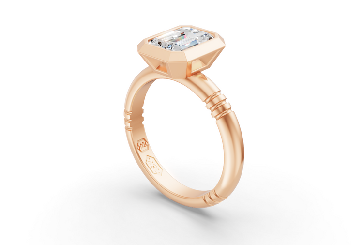 The Leland Emerald cut Diamond Ring in Rose Gold